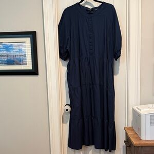 English Factory Navy Long Sleeve Dress